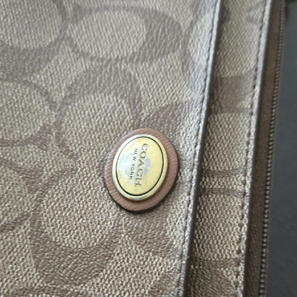 Coach Signature Tan Wristlet - Picture 9 of 15